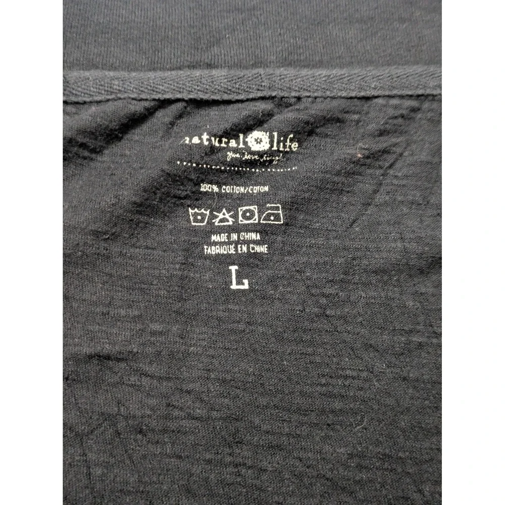 Natural Life Charlie V Neck Dress Size Large Black Soft T-shirt Tunic Lagenlook